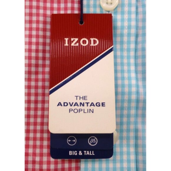 NWT Izod Colorblock Gingham Button Down Shirt Preppy Casual Summer Mens 4XL - Picture 9 of 15